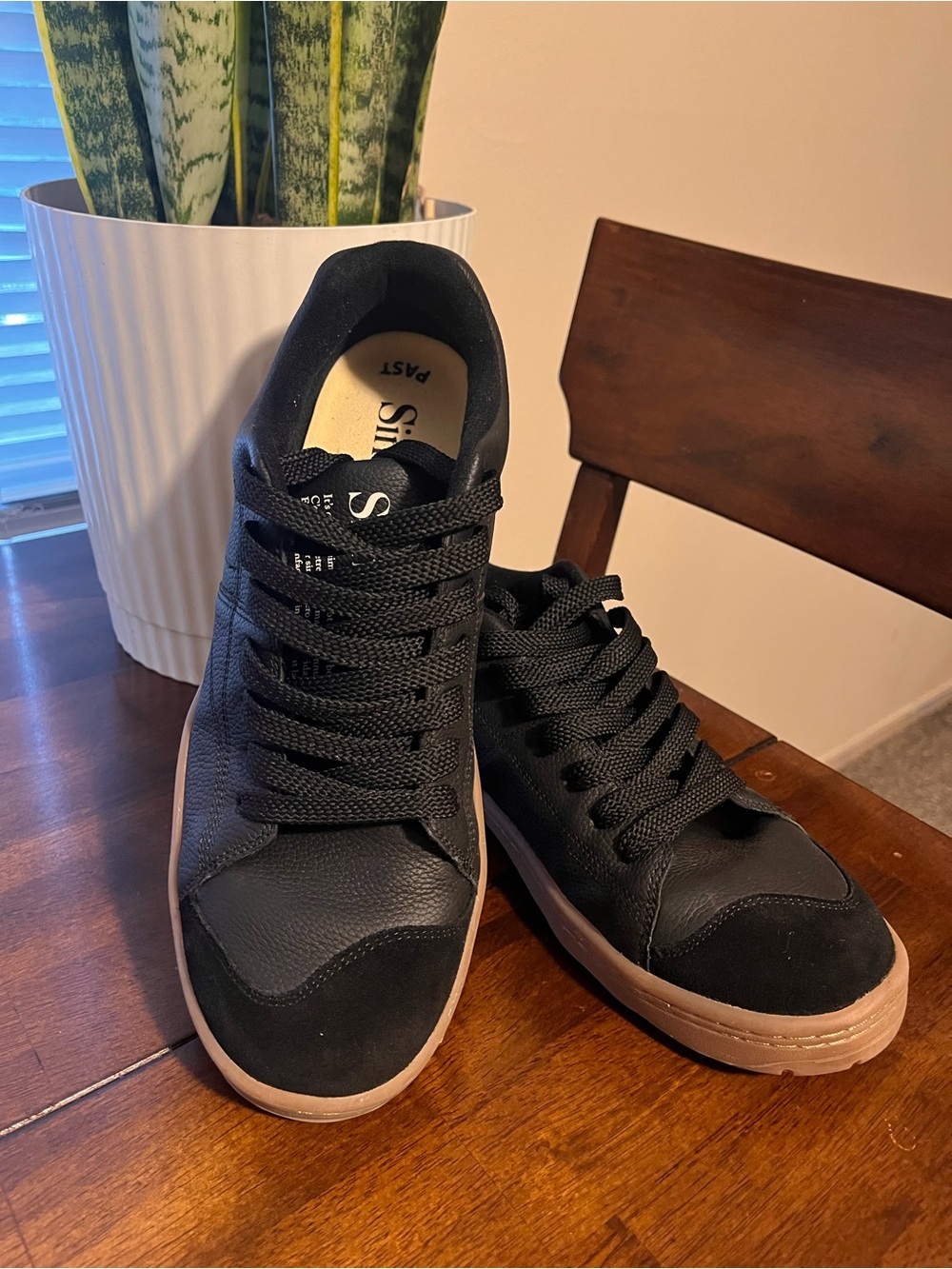 Simple Black Men's Sneakers with Tan Gum Outsole
